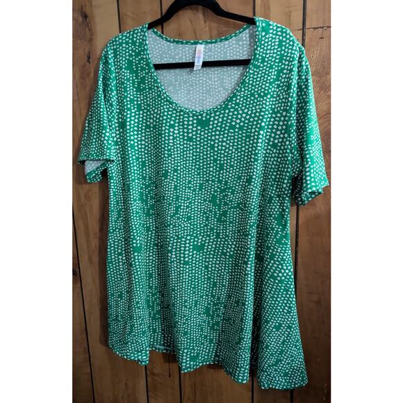 Vintage Lularoe USA Top Shirt Tunic Plus Size 2XL 2X XX Green White Stretch      - Picture 1 of 5